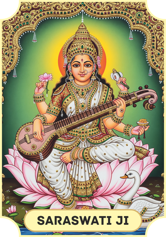 Divya Deep - Saraswati Ji (Tanjore Series)